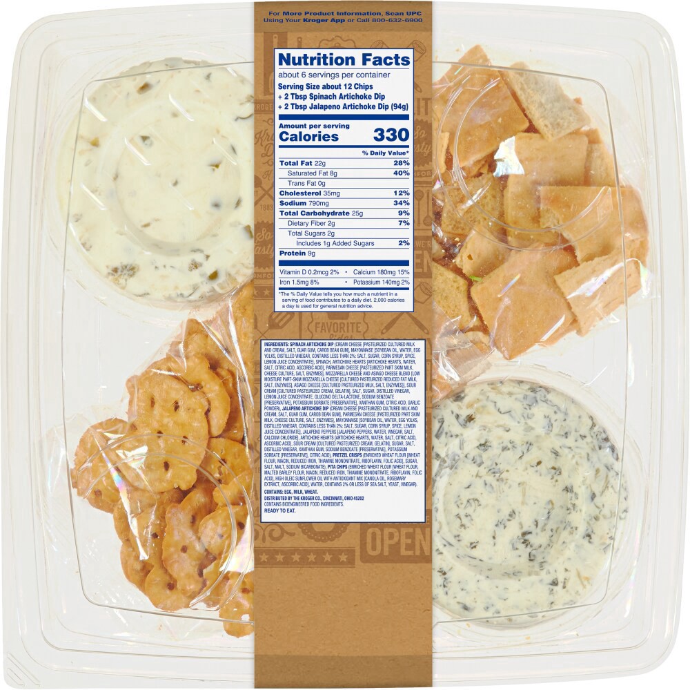 slide 2 of 2, Kroger Charcuterie Spinach Artichoke Dip Party Tray, 20 oz