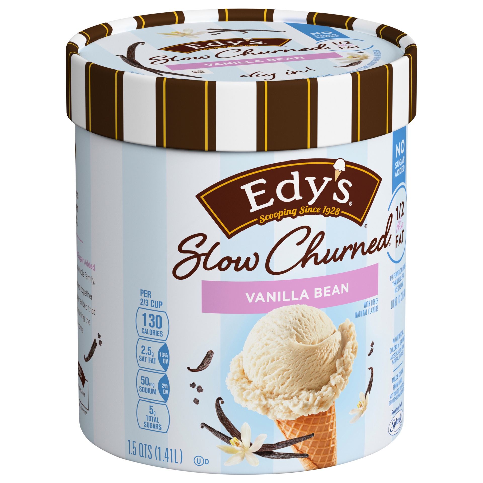 slide 4 of 7, Edy'S Slow Churned Vanilla Bean Light Ice Cream, 48 oz