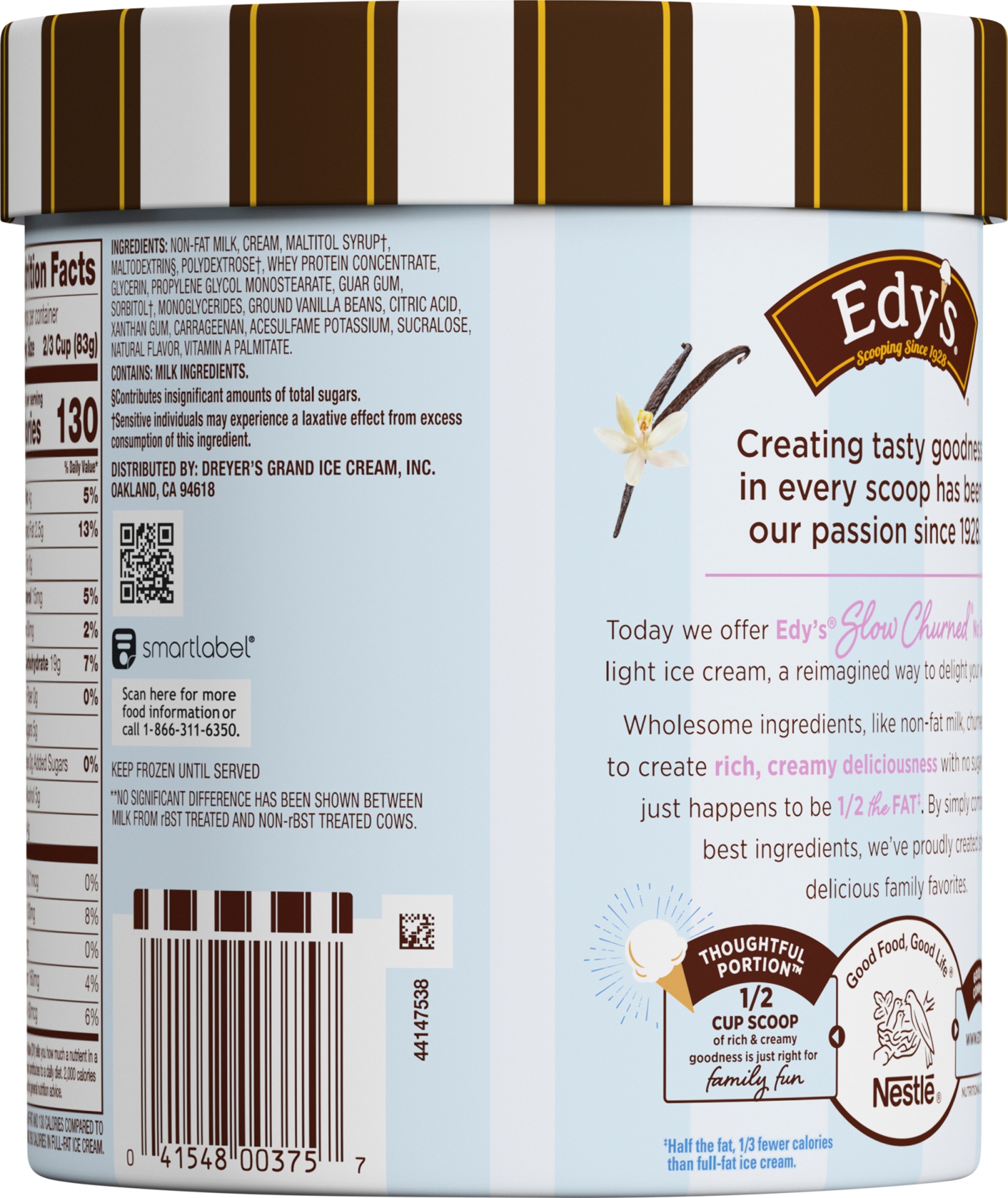 slide 5 of 7, Edy'S Slow Churned Vanilla Bean Light Ice Cream, 48 oz