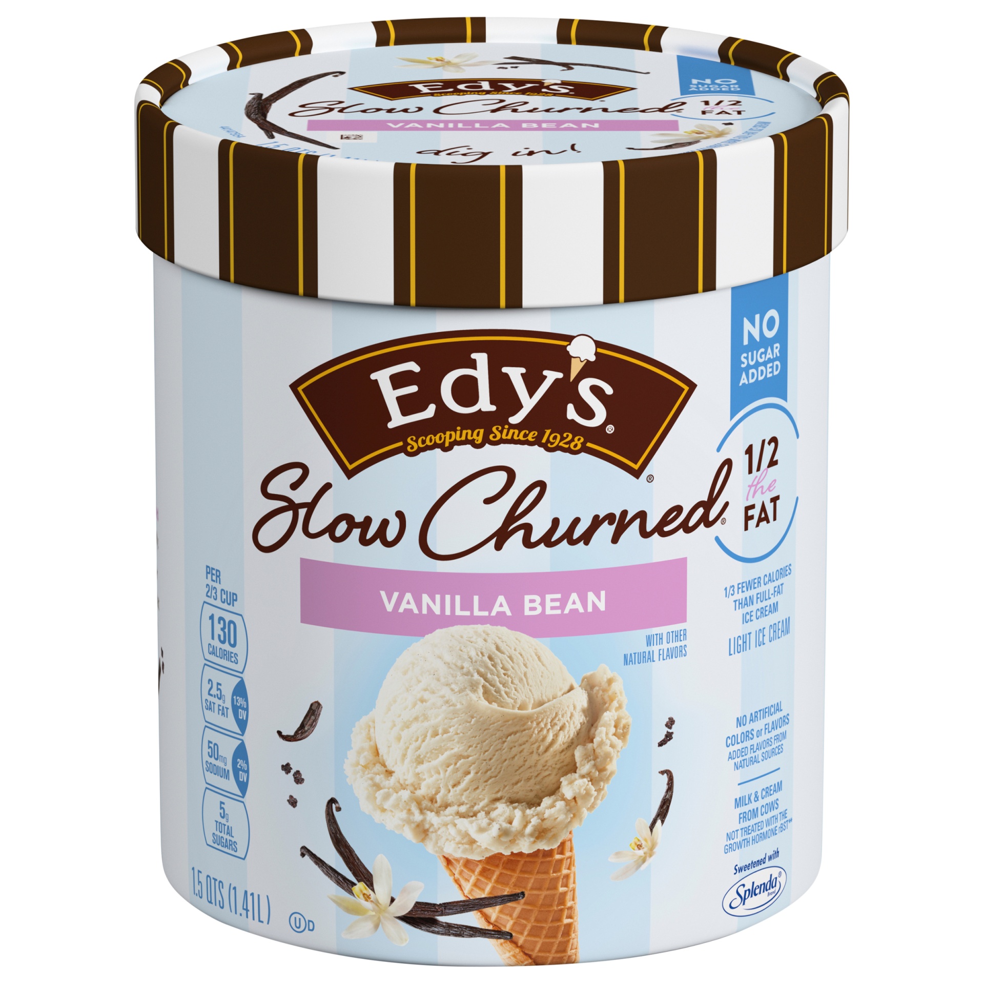 slide 1 of 7, Edy'S Slow Churned Vanilla Bean Light Ice Cream, 48 oz