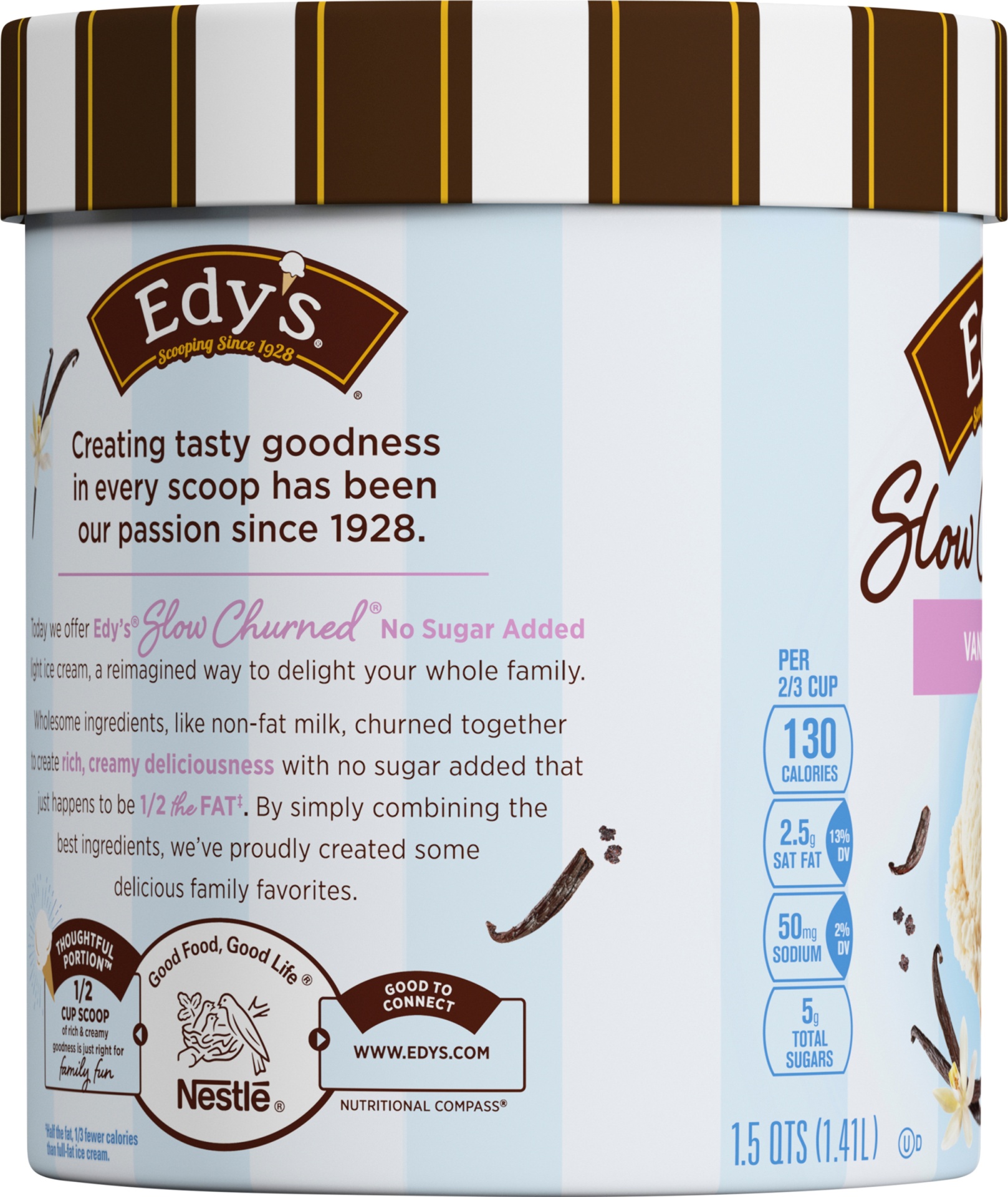 slide 6 of 7, Edy'S Slow Churned Vanilla Bean Light Ice Cream, 48 oz