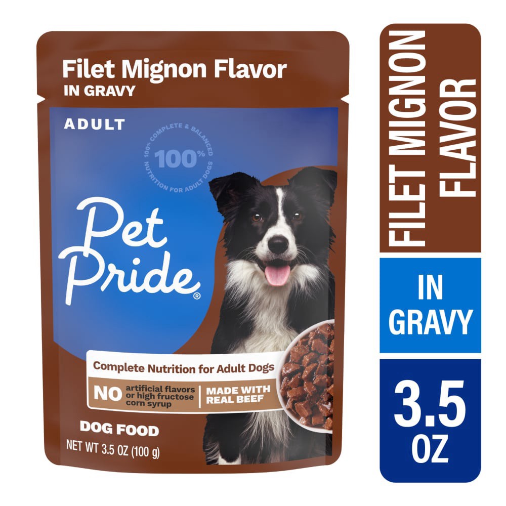 slide 3 of 4, Pet Pride Filet Mignon Dog Food Pouch, 3.5 oz