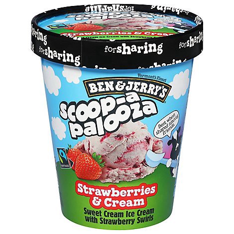 slide 1 of 1, Ben & Jerrys Strawberries Cream 1 Quart - 1 QT, 1quart