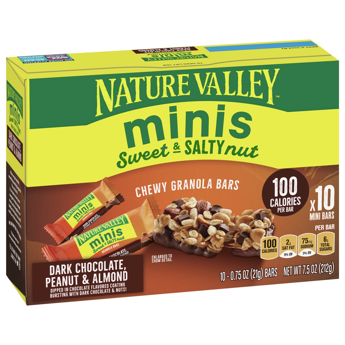 slide 9 of 9, Nature Valley Mini Granola Bars, Dark Chocolate Peanut Almond, 10 ct, 10 ct