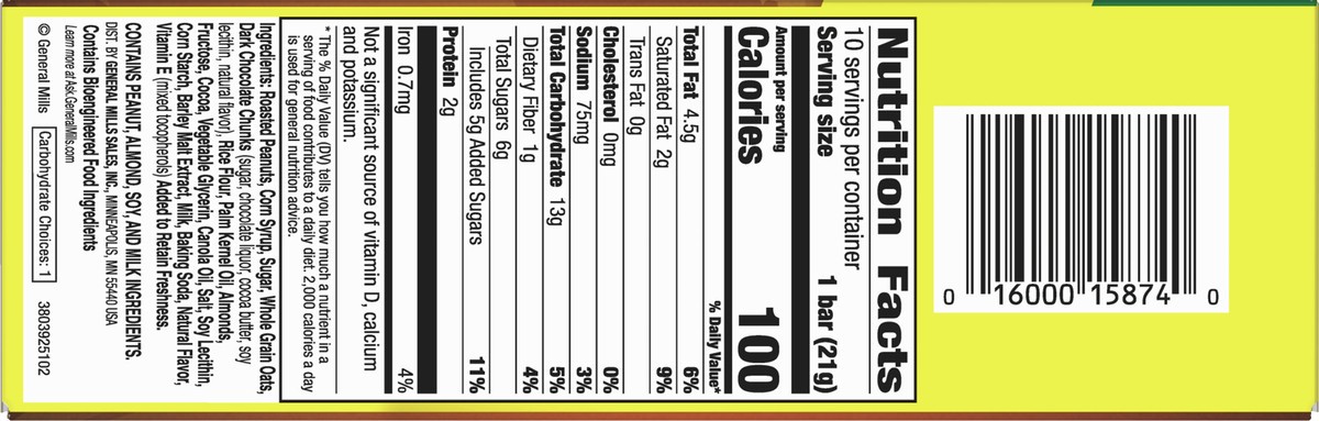 slide 3 of 9, Nature Valley Mini Granola Bars, Dark Chocolate Peanut Almond, 10 ct, 10 ct