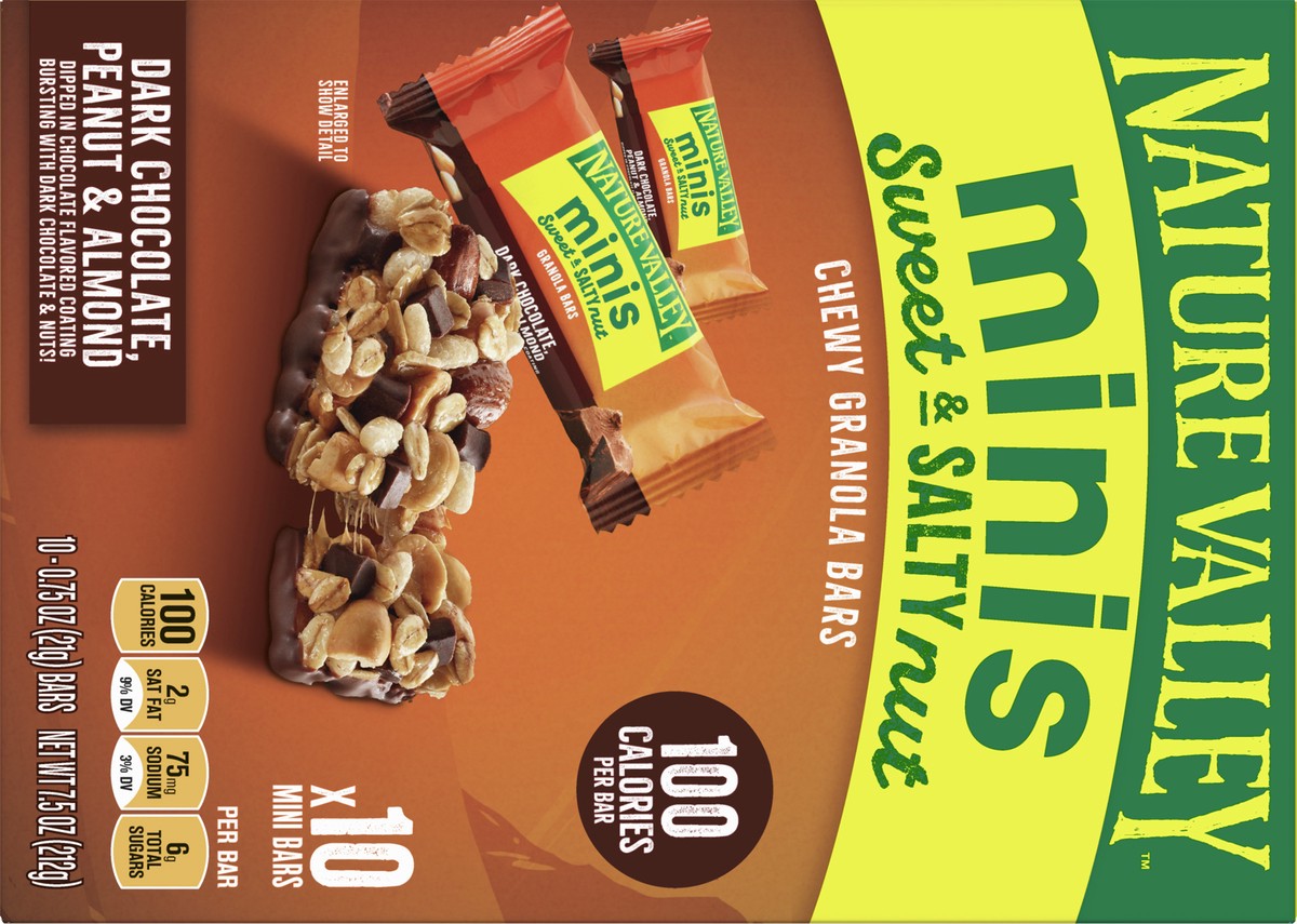 slide 4 of 9, Nature Valley Mini Granola Bars, Dark Chocolate Peanut Almond, 10 ct, 10 ct