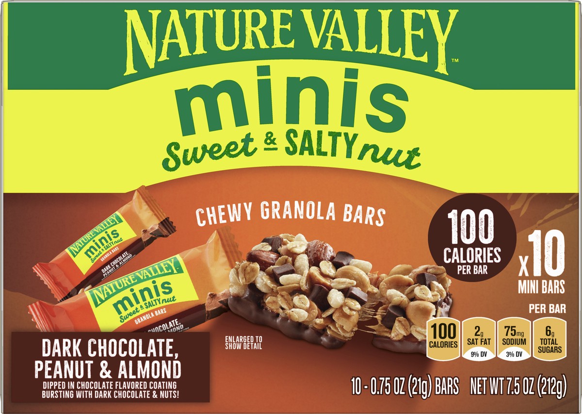 slide 5 of 9, Nature Valley Mini Granola Bars, Dark Chocolate Peanut Almond, 10 ct, 10 ct