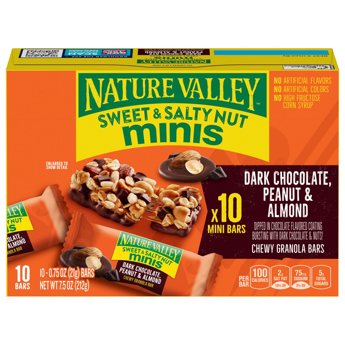 slide 1 of 9, Nature Valley Mini Granola Bars, Dark Chocolate Peanut Almond, 10 ct, 10 ct