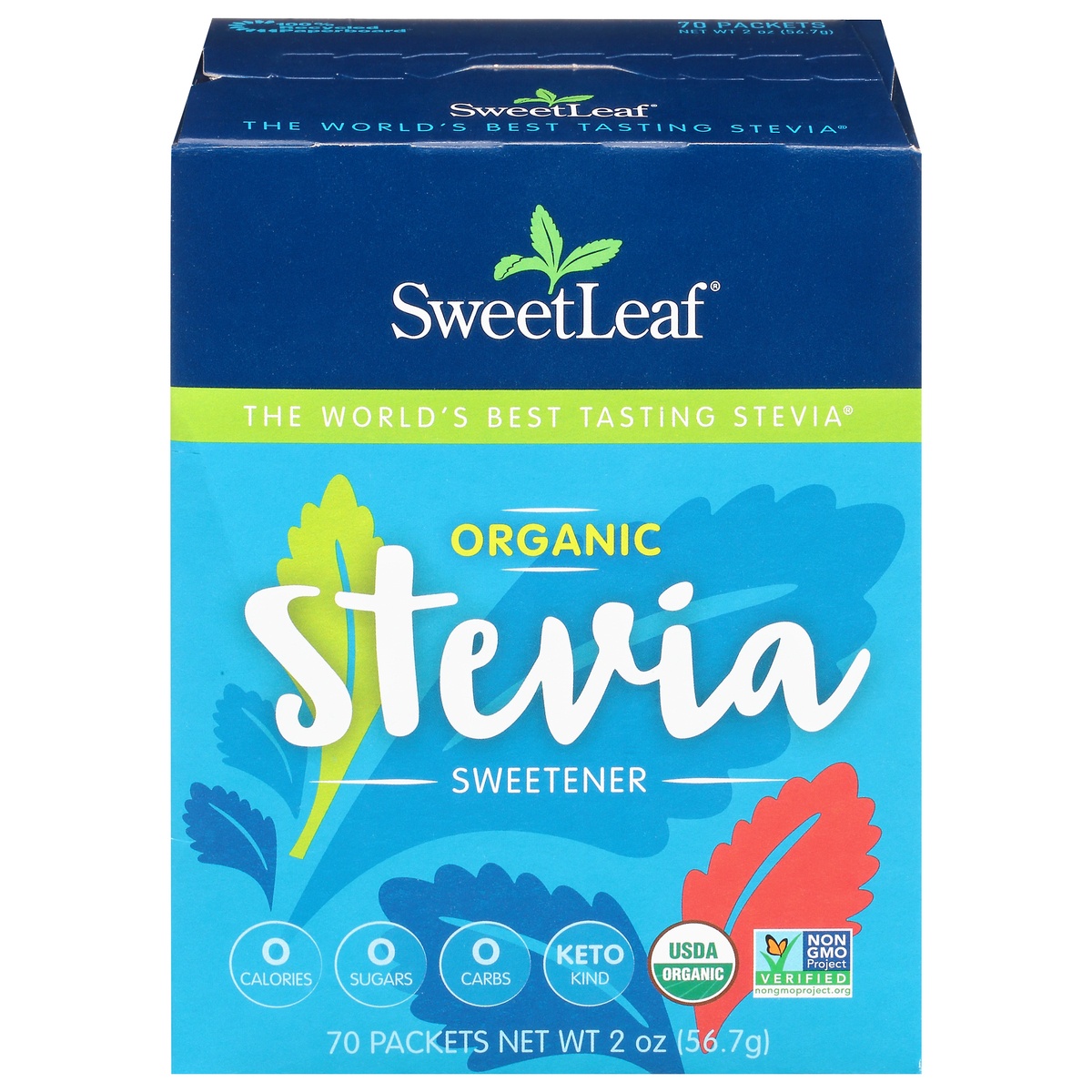 slide 1 of 1, SweetLeaf Organic Stevia Sweetner Packets, 70 ct