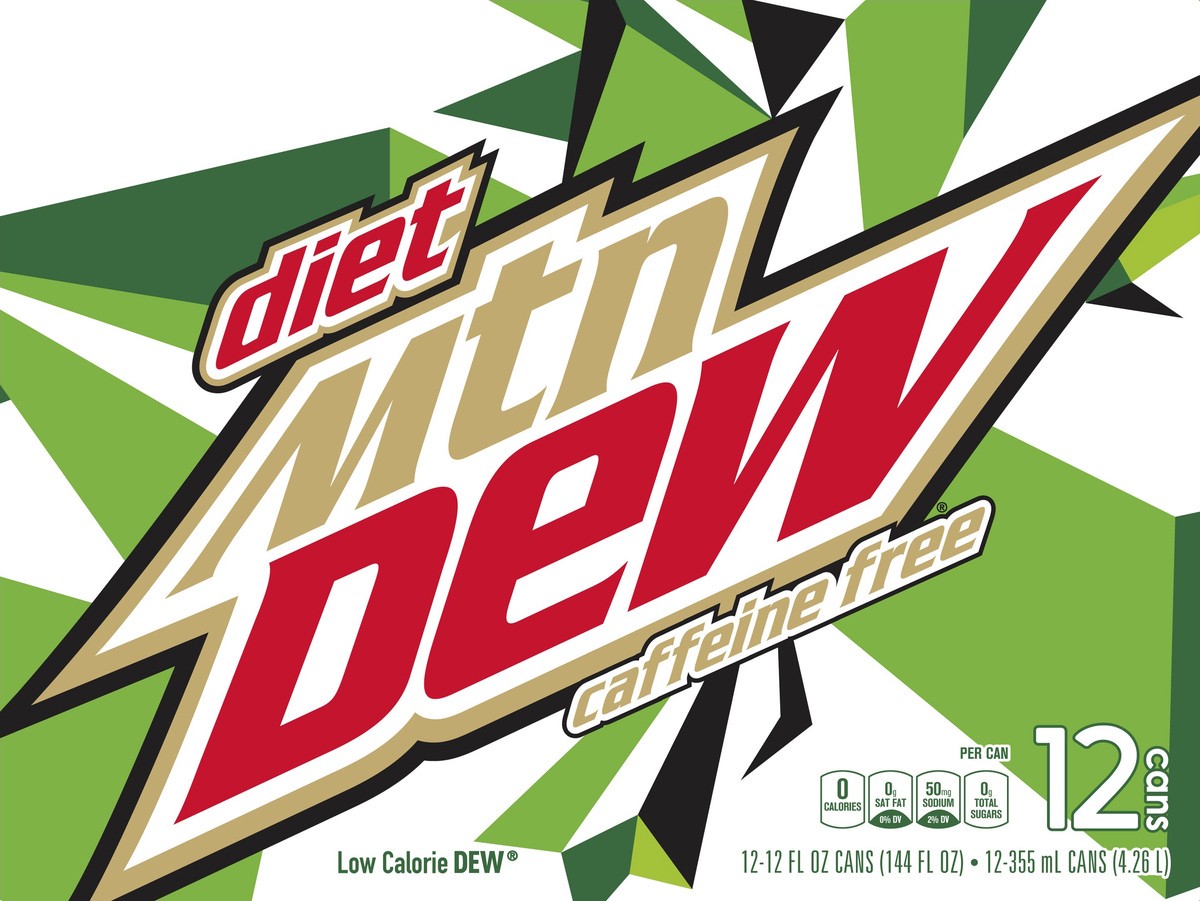 slide 4 of 7, Mountain Dew Caffeine Free Diet Soda - 12 ct, 12 ct