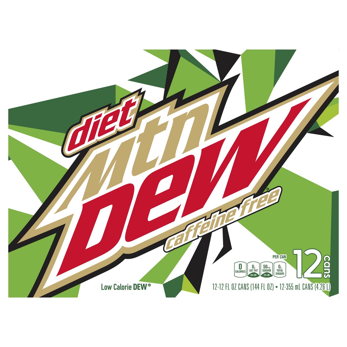 slide 2 of 7, Mountain Dew Caffeine Free Diet Soda - 12 ct, 12 ct