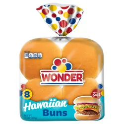 Wonder Bread Hawaiian Buns, White Hawaiian Bread Hamburger Buns, 15 oz, 8 Count