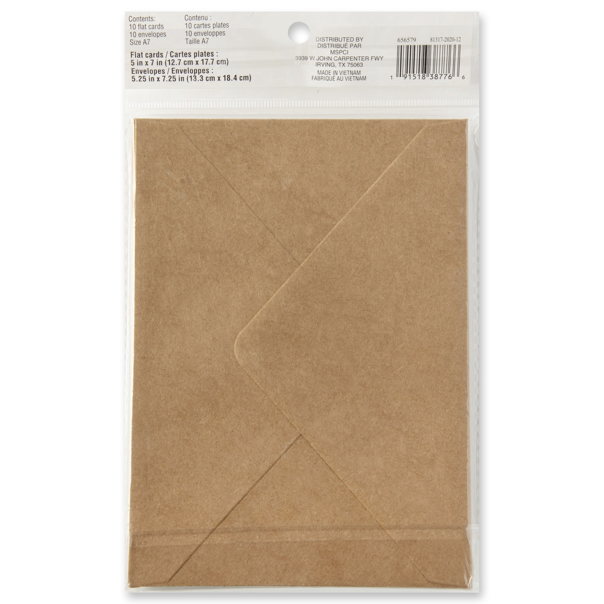 slide 3 of 3, 10 Sets Of Kraft Flat Cards & Envelopes By Recollections, 5" X 7", 5 in x 7 in