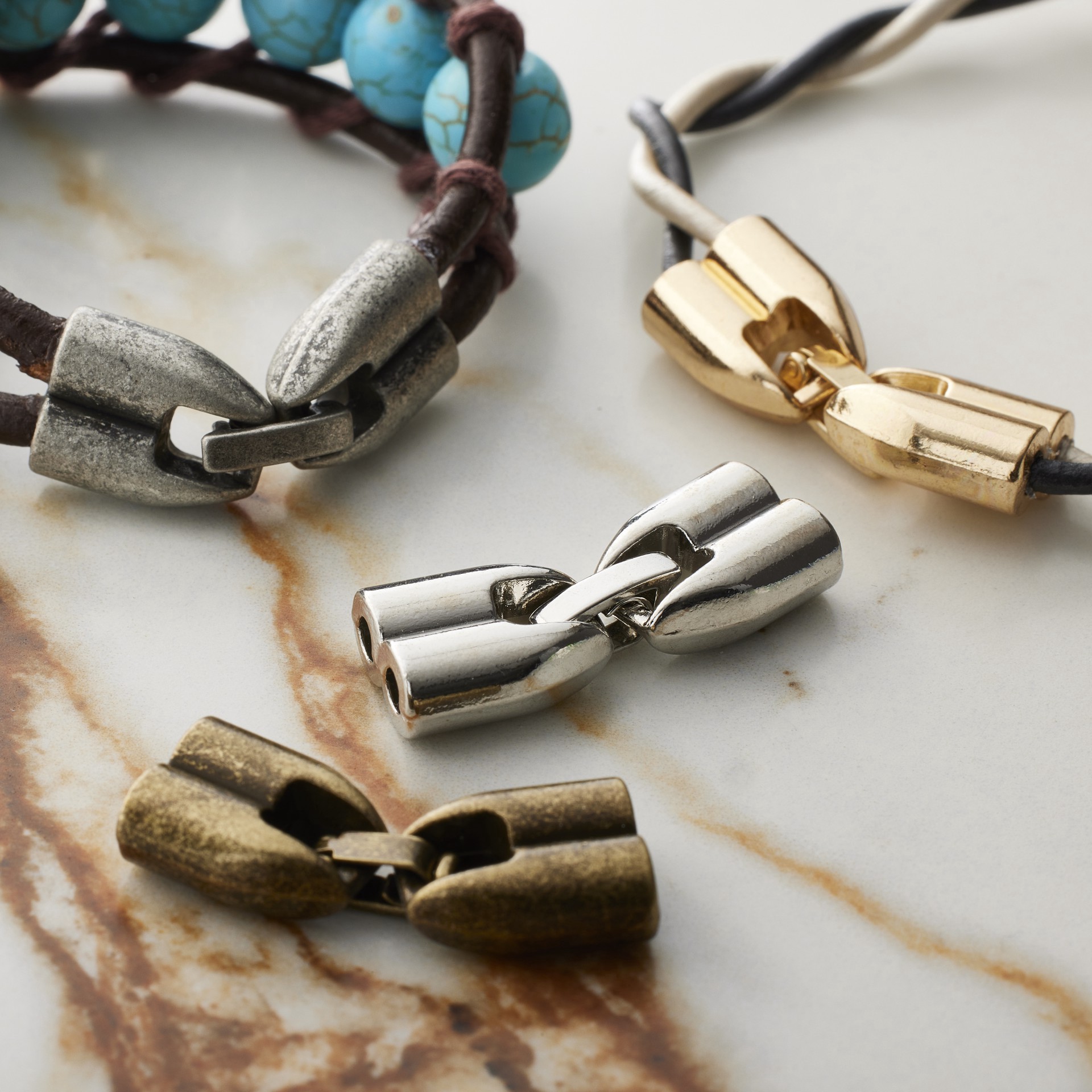 slide 2 of 3, 27mm 2-Hole Cord Endcap Closure Assortment By Bead Landing, 27 mm