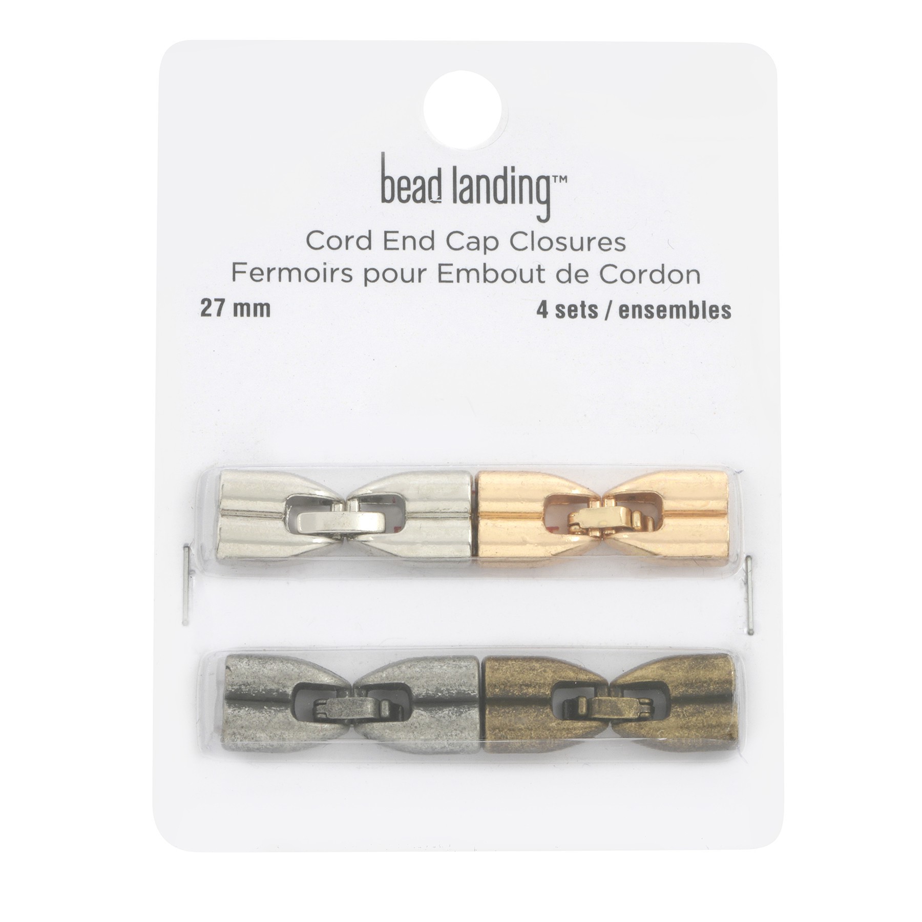 slide 3 of 3, 27mm 2-Hole Cord Endcap Closure Assortment By Bead Landing, 27 mm