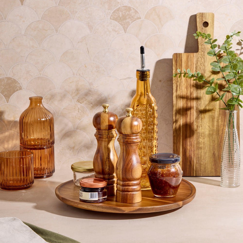 slide 2 of 4, Dash of That Acacia Wood Lazy Susan, 12 in