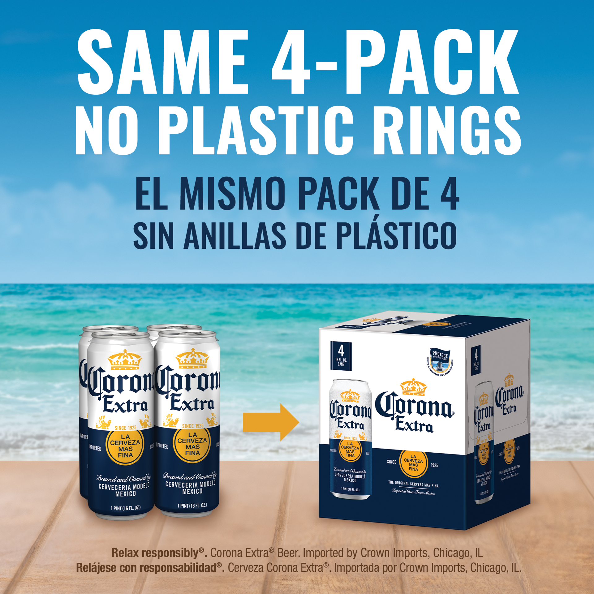 slide 8 of 10, Corona Extra Mexican Lager Beer, 4 pk 16 fl oz Cans, 4.6% ABV, 4 ct