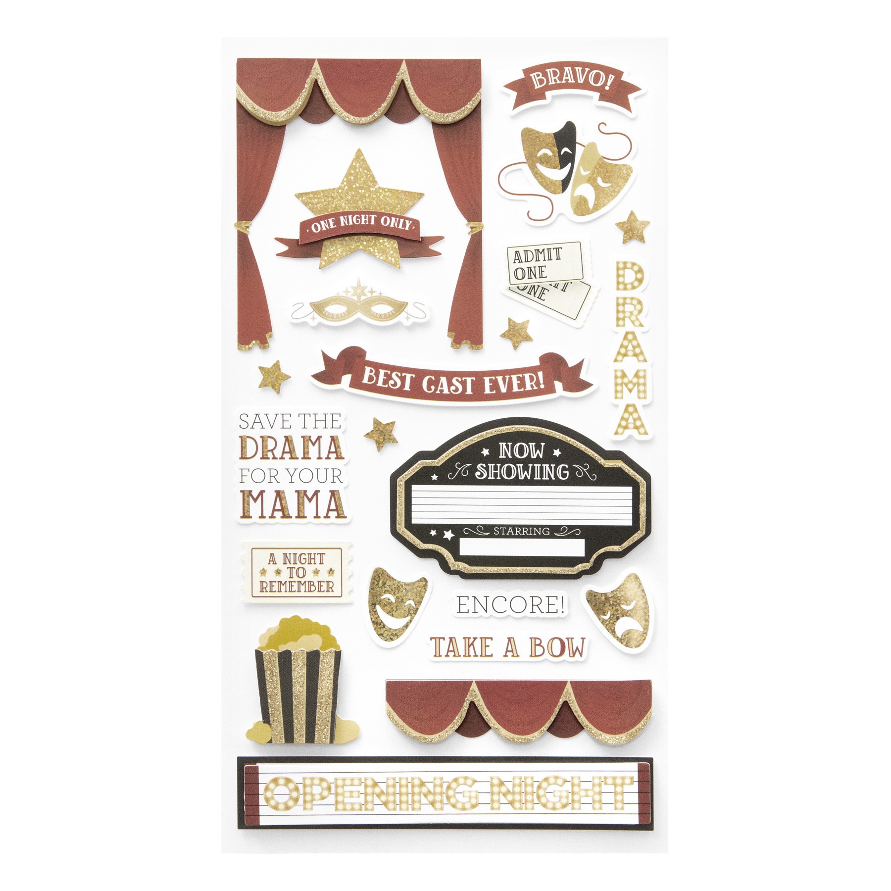 slide 3 of 4, Theater Stickers By Recollections, 4 in x 8.5 in
