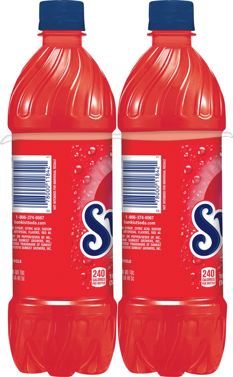 slide 8 of 8, Sunkist Strawberry Soda, .5 L Bottles, 6 pack, 6 ct