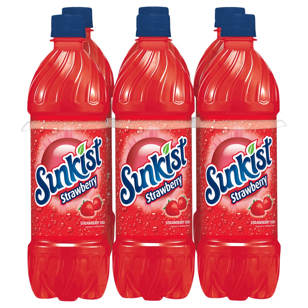 slide 2 of 8, Sunkist Strawberry Soda, .5 L Bottles, 6 pack, 6 ct