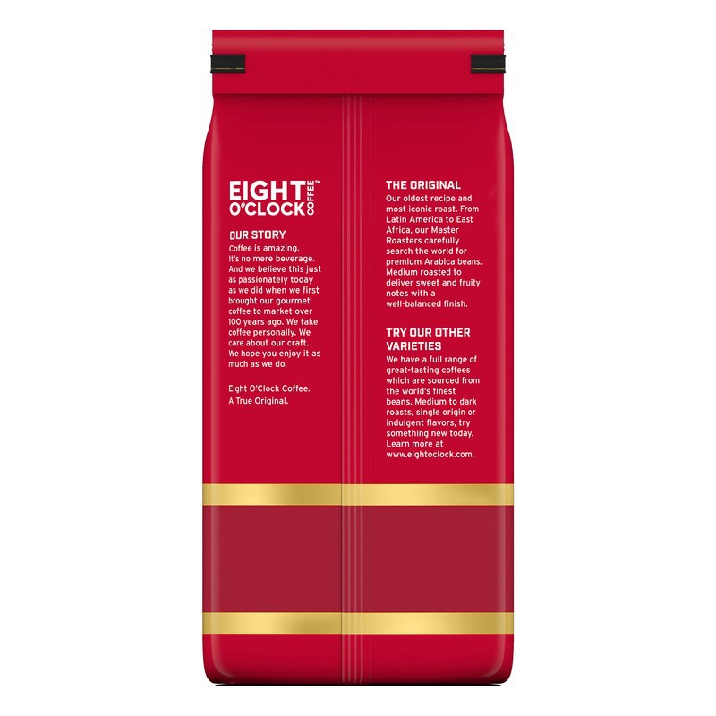 slide 3 of 4, Eight O'Clock Coffee The Original, our oldest recipe and most iconic roast made from premium Arabica beans. Medium roasted to deliver sweet and fruity notes with well-balanced finish., 30 oz