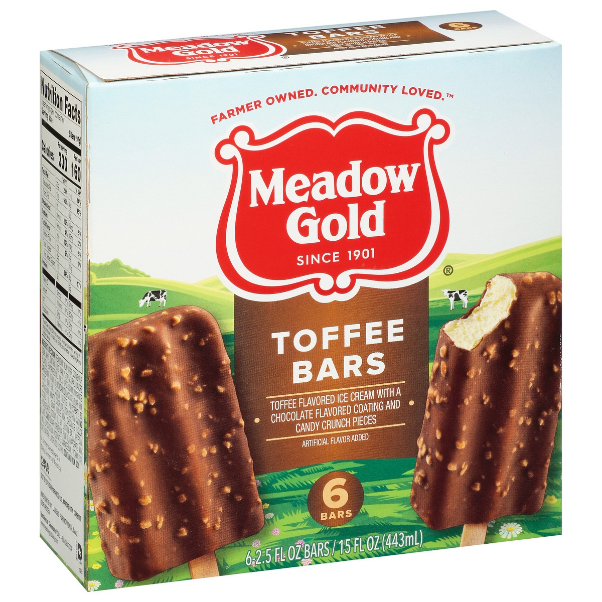 slide 4 of 9, Meadow Gold Toffee Ice Cream Bar - 6-2.5 Fl. Oz., 15 fl oz