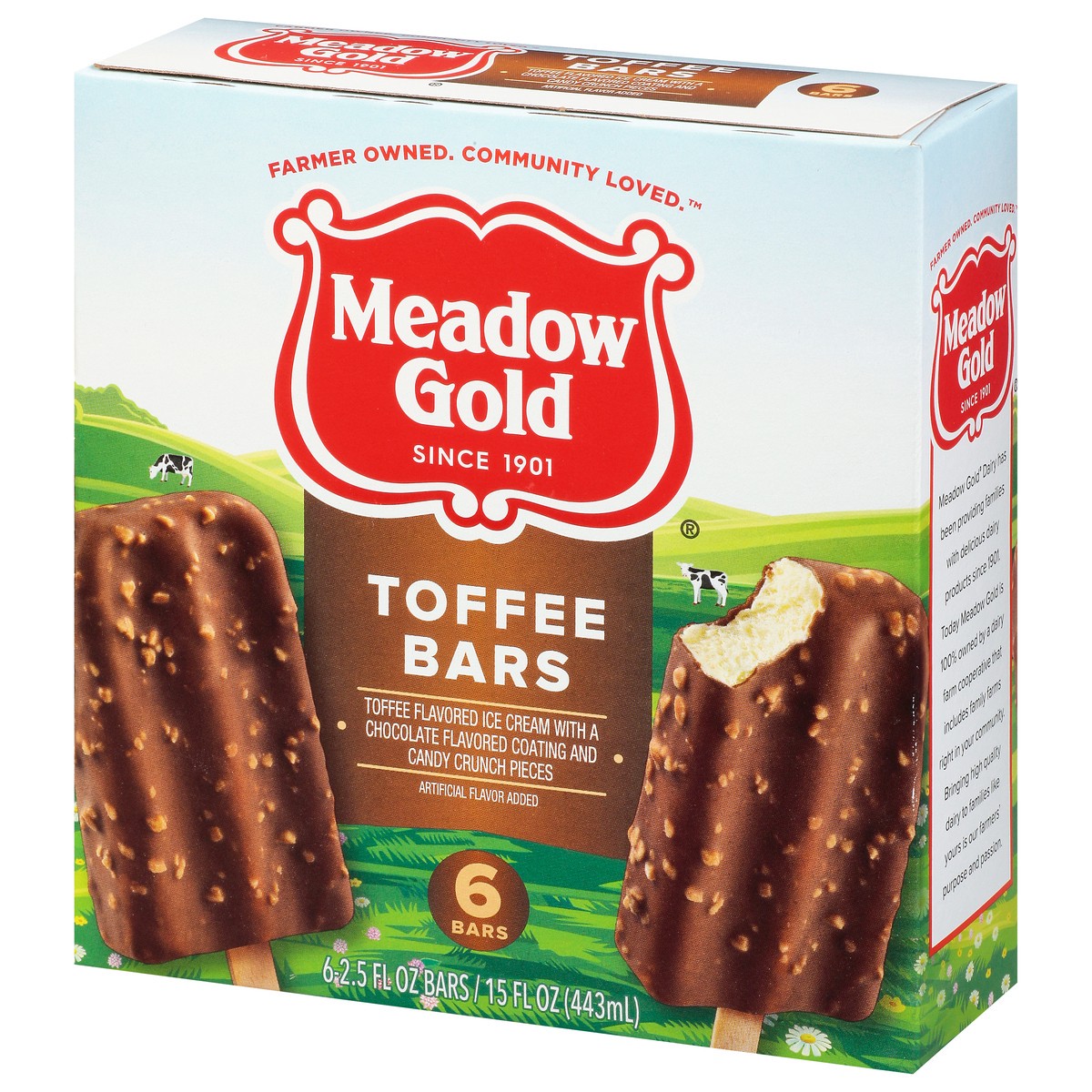 slide 2 of 9, Meadow Gold Toffee Ice Cream Bar - 6-2.5 Fl. Oz., 15 fl oz