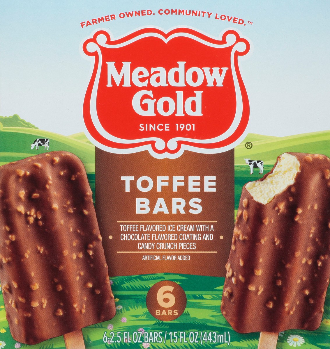 slide 9 of 9, Meadow Gold Toffee Ice Cream Bar - 6-2.5 Fl. Oz., 15 fl oz