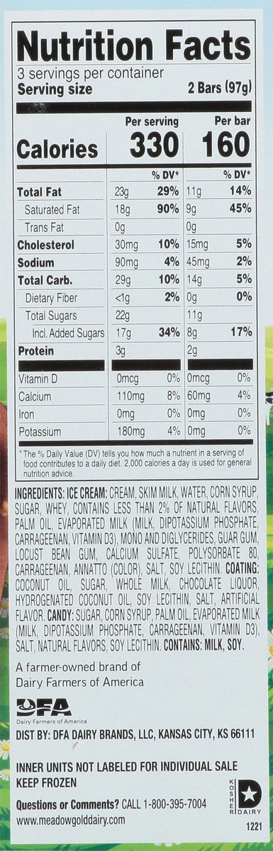 slide 7 of 9, Meadow Gold Toffee Ice Cream Bar - 6-2.5 Fl. Oz., 15 fl oz