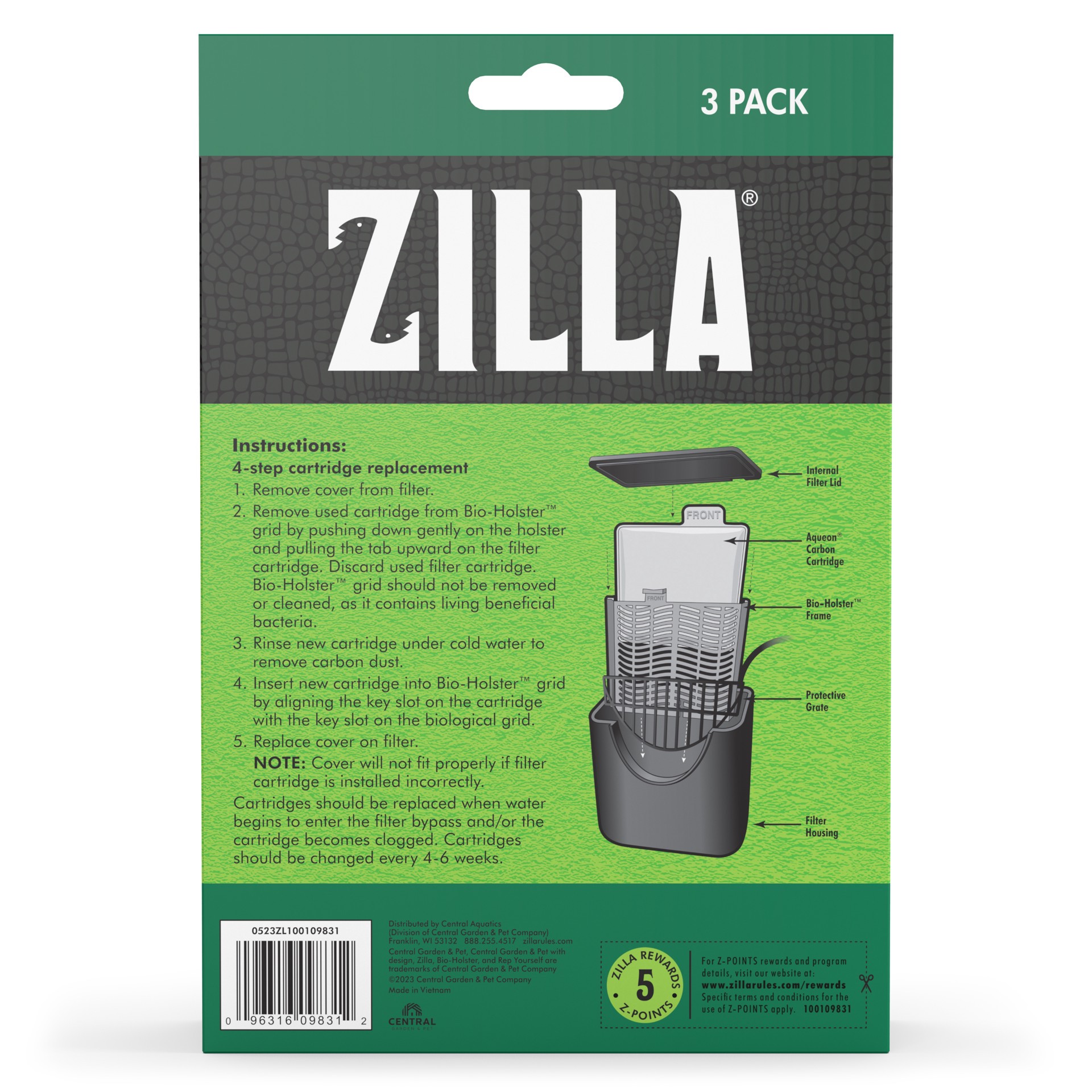 slide 4 of 10, Zilla Replacement Filter Cartridges Large, 3 Pack, 1 ct