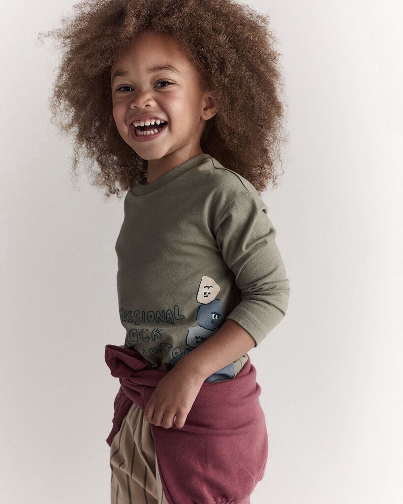 slide 4 of 5, Otteravenue Toddler Boy Rock Collector Long-Sleeve Graphic Tee - Green Olive 2T, 1 ct