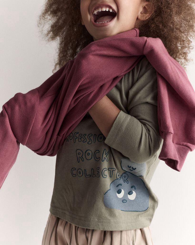 slide 5 of 5, Otteravenue Toddler Boy Rock Collector Long-Sleeve Graphic Tee - Green Olive 2T, 1 ct