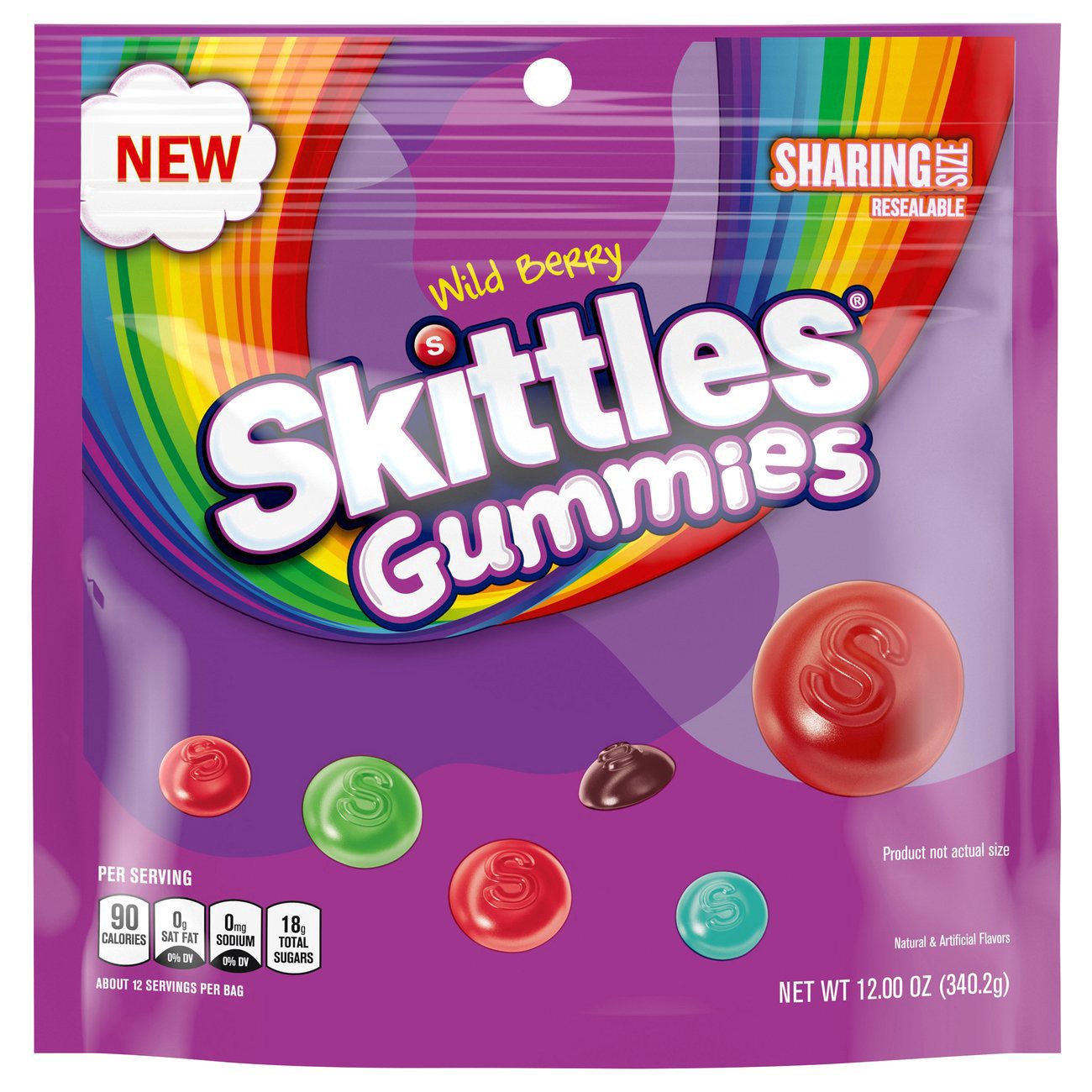 slide 1 of 1, SKITTLES Wild Berry Gummy Candy, Sharing Size, 12 oz Bag, 12 oz