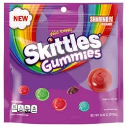 Skittles Gummies Wild Berry Gummy Candy, Sharing Size, 12 oz Resealable Bag