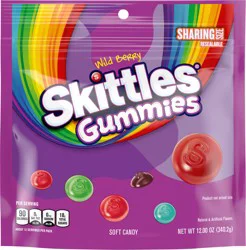 SKITTLES Gummies Wild Berry Gummy Candy, Sharing Size, 12 oz Resealable Bag