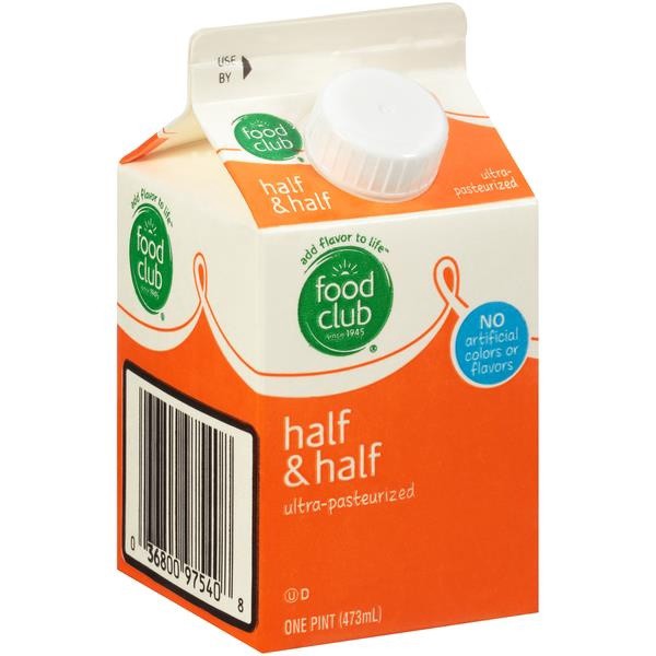 slide 1 of 1, Food Club Ultra-Pasterurized Half & Half 1 pt, 1 pint