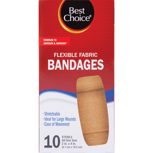 slide 1 of 1, Best Choice Flexible Fabric Bandages 2 X 4 Inch All One Size, 10 ct