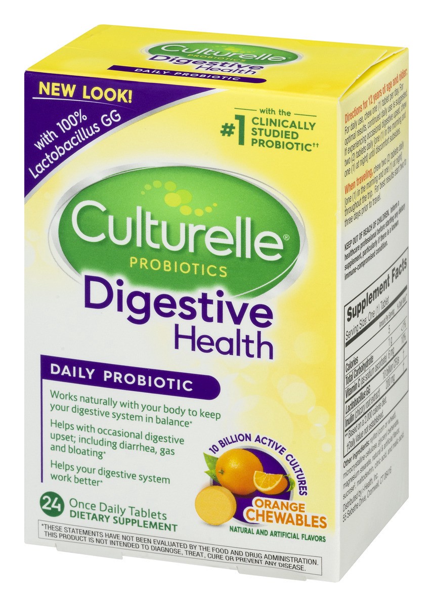 slide 2 of 9, Culturelle Digestive Health Probiotic Orange Chewables, 24 ct