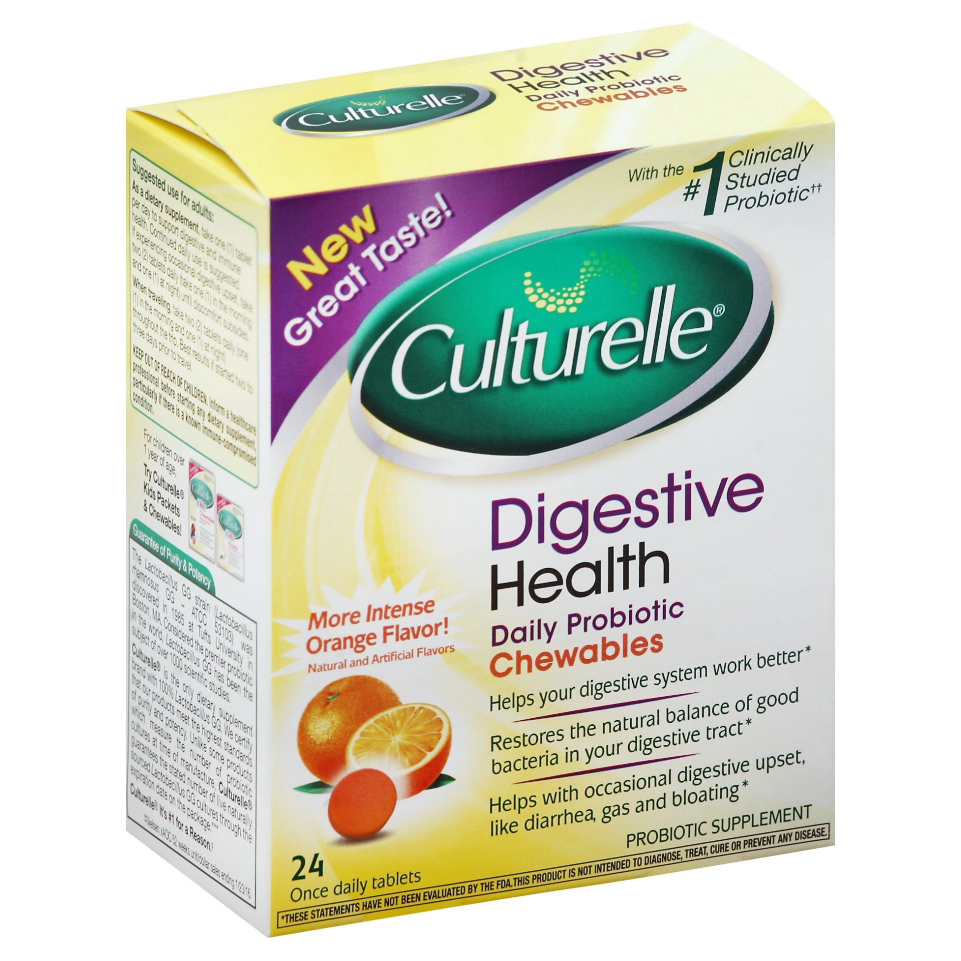 slide 1 of 9, Culturelle Digestive Health Probiotic Orange Chewables, 24 ct