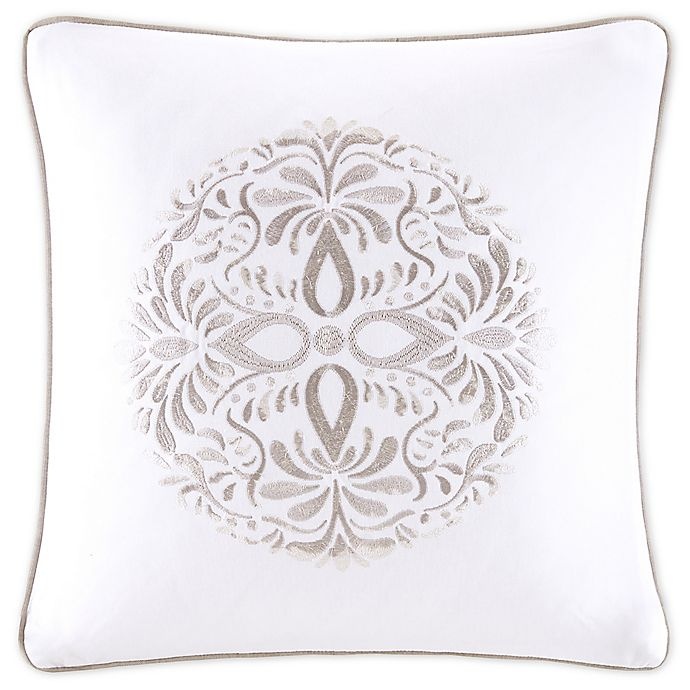 slide 1 of 1, Bridge Street Medallion Matelasse Square Throw Pillow - White, 1 ct