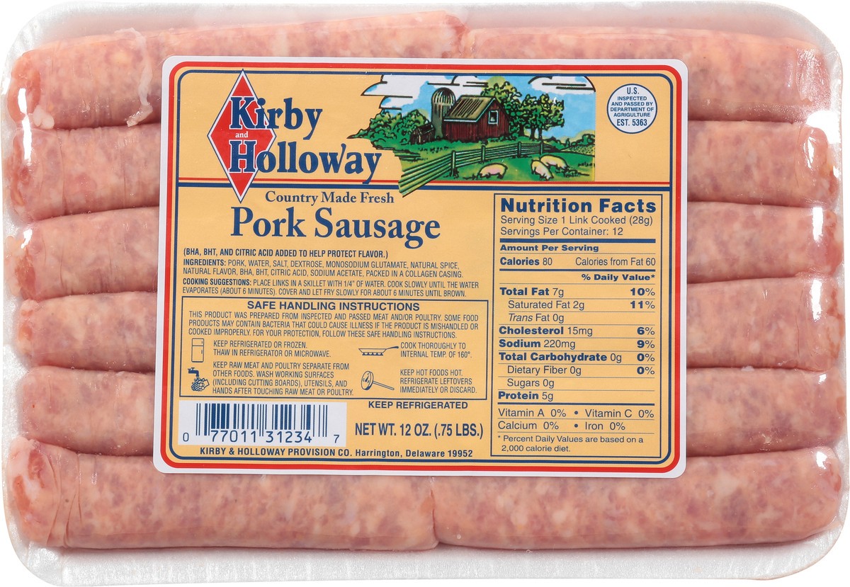 slide 6 of 11, Kirby and Holloway Pork Sausage 12 oz, 12 oz