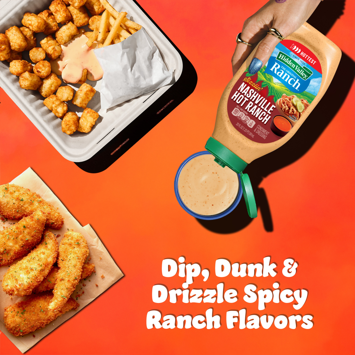 slide 6 of 29, Hidden Valley Sizzlin Nashville Hot Ranch Condiment and Dressing, 20 fl oz