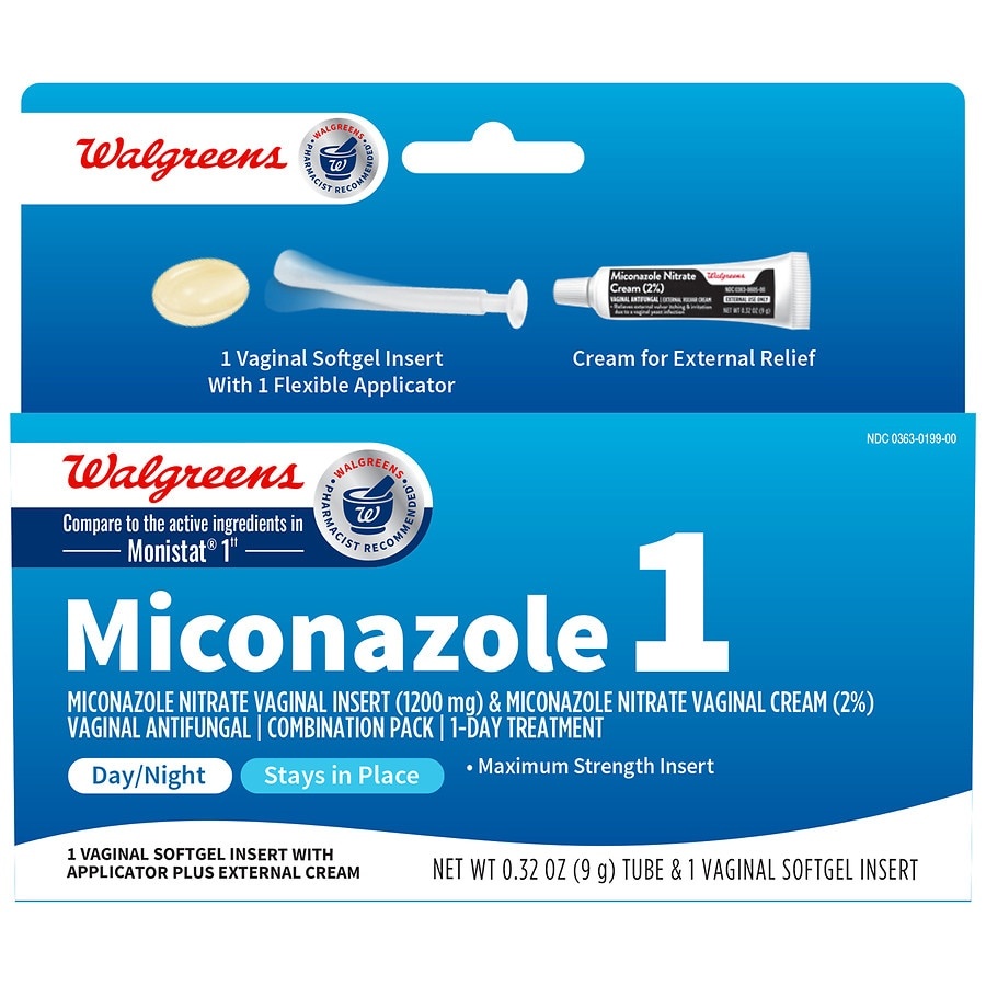 slide 1 of 1, Walgreens Miconazole Vaginal Insert and Cream, 2 ct