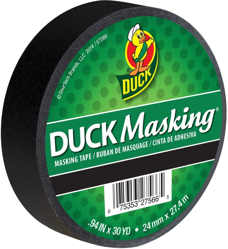 slide 1 of 1, Duck Masking Tape - Black, 0.94 in x 30 yd
