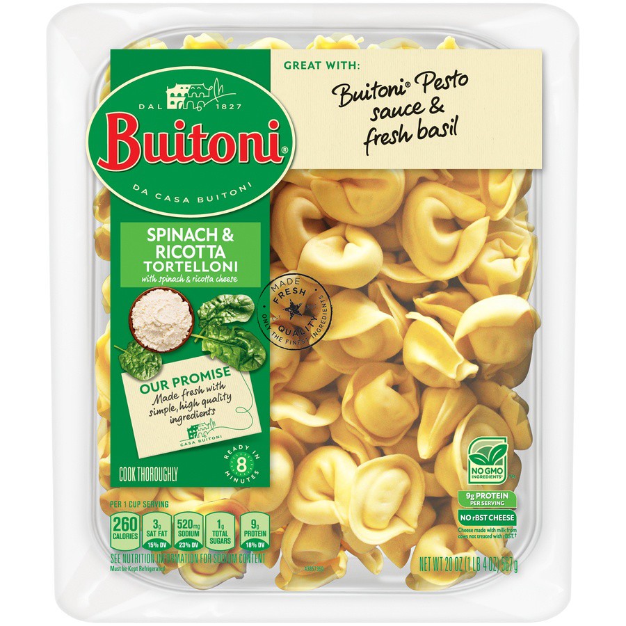 slide 1 of 6, Buitoni Refrigerated Spinach and Ricotta Tortelloni, 20 oz