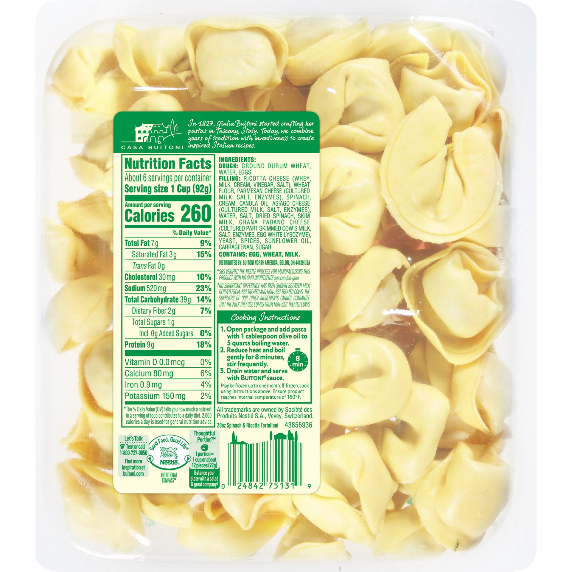 slide 4 of 6, Buitoni Refrigerated Spinach and Ricotta Tortelloni, 20 oz