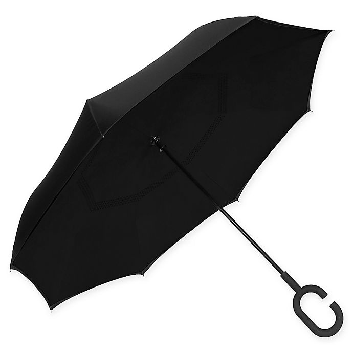 slide 1 of 2, ShedRain UnbelievaBrella Reverse Stick Umbrella - Black, 1 ct