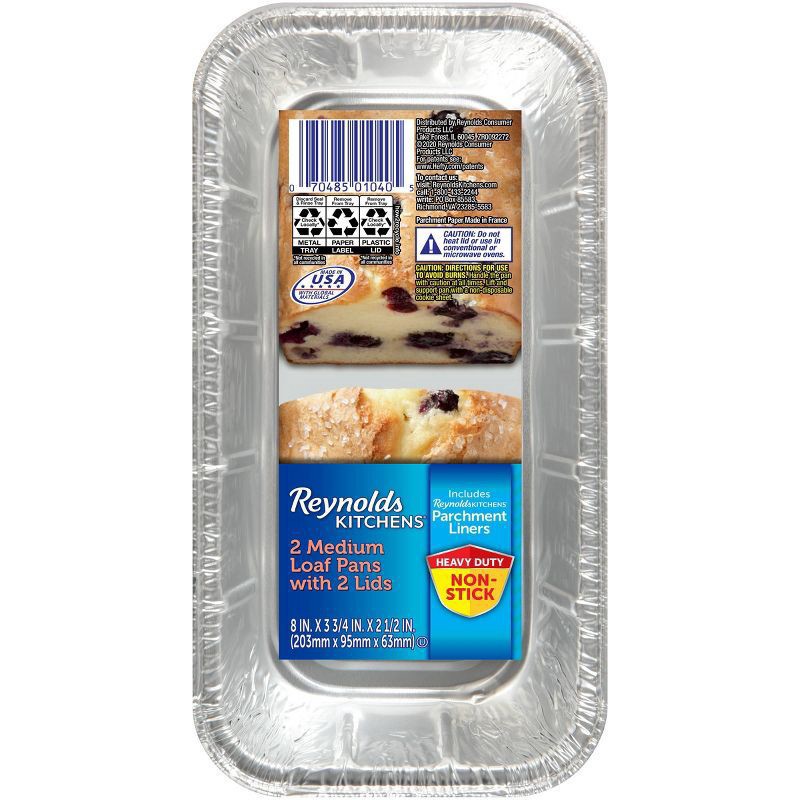 slide 1 of 4, Reynolds Bakeware Non Stick Parchment Medium Loaf Pan With Lids, 2 ct