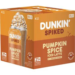 Dunkin' Spiked Pumpkin Iced Latte - 4 Pack 12 fl oz Cans