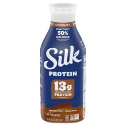 Silk Protein Complete Plant Protein Milk, Chocolate, Dairy Free, Lactose Free Plant Based Milk with 13g Protein per Serving, 48 fl oz Bottle